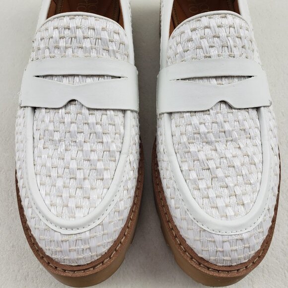 Franco Sarto Balin Lug Sole Loafer Womens 8.5 White Slip On Preppy Platform Flat - Picture 5 of 13